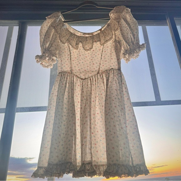 ✨Last Chance💋🧊🍧DÔEN ‘Blume’ Ramie Spring Parc Monceau Floral Ruffle Dress XXS - Picture 4 of 16